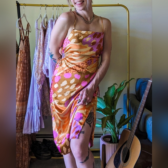 New w tags Christian LaCroix Keyhole Satin Mini Dress - Picture 2 of 6